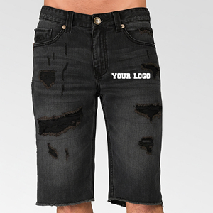 กางเกงยีนส์ขาสั้นผู้ชายสไตล์ลำลองแบบใหม่ปี 2025 รับสกรีนโลโก้ คุณภาพสูง ไซส์ใหญ่ ผ้าฝ้าย 100% แบบขาดๆ - Product Image 1