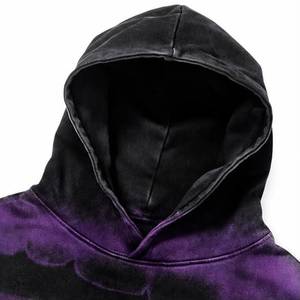 Sudadera con Capucha Extra Grande para Hombre, de Algodón Lavado Negro, 350 g/m², Felpa Francesa, Estilo Retro Desgastado, con Bolsillo con Cremallera, Ropa Casual Urbana - Product Image 3