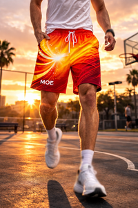 Pantalones Cortos Deportivos para Hombre con Estampado de Rayos de Sol en Poliéster, Cintura con Cordón, Ropa de Entrenamiento de Baloncesto, Logotipo Personalizado OEM - Product Image 2