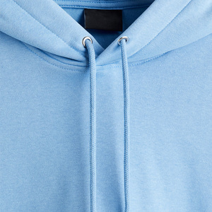 Sudadera con Capucha Oversize Azul Claro para Hombre al por Mayor, de Color Liso, Informal, de Forro Polar, con Bolsillos, para Otoño - Product Image 4