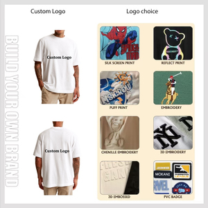 เสื้อยืดคอตตอนถักพิมพ์ลายตามสั่งสำหรับผู้ชาย 100% คุณภาพหรู คอริบ โอ-เนค ทรงหลวม สตรีทแวร์ ทรงปกติ - Product Image 2