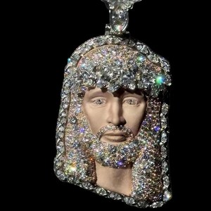 Iced Out Jesus Christus Anhänger VVS Moissanit Hip Hop Religiöse Halskette Luxus Maßgefertigter Gold-Anhänger Schmuck - Product Image 3