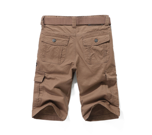 Shorts cargo pour homme, couleur unie, taille mi-haute, style Bermuda, avec poches, décontractés, respirants, en toile, taille élastique - Product Image 2