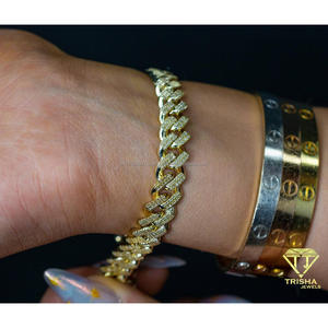 Pulsera Cubana de Oro Totalmente Cubierta de Diamantes con Moissanita de Aspecto Brillante y Estilo de Moda de Lujo - Product Image 2
