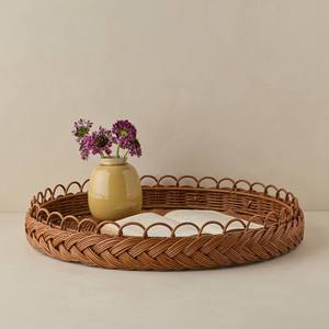 Plateau rond artisanal en rotin naturel, prix de gros, pour centre de table et décoration de salle à manger - Product Image 2