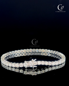 กำไลข้อมือเพชรเทียม 14K ทองคำ 6.45 กะรัต ประดับเพชร 49 เม็ดทรงบริลเลียนท์ รับรองโดย IGI ตัวเรือนแบบ Claw Setting เครื่องประดับหรูหราสำหรับงานแต่งงาน - Product Image 2