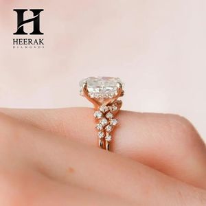 Anillo de Compromiso con Diamante de Corte Oval Personalizado, Oro Rosa de 14K, Banda de Burbujas Escalonada, Solitario Ovalado, Joyería Fina para Boda - Product Image 5