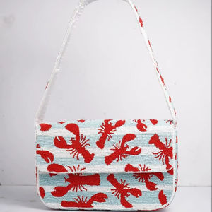 Sacs à bandoulière brodés de perles de couleur blanche et rouge, style fait main, sacs à main avec broderie de perles colorées - Product Image 1