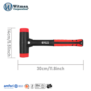 ค้อนยางอุตสาหกรรม DIY OEM แบบไม่ทำลายพื้นผิว หัวเปลี่ยนได้ ตัวค้อนทำจากยางนุ่ม ป้องกันการกระแทก หัวโลหะผสมสังกะสี กันลื่น ด้ามไฟเบอร์กลาส - Product Image 1