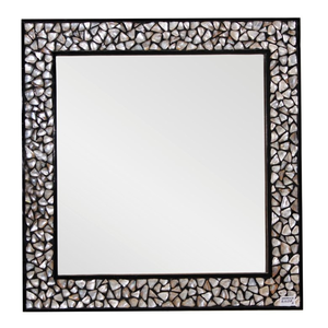 Luxury 24 Inch <b>MOP</b> Frame Mirror | Handmade Mother of Pearl Inlay <b>Wall</b> Mirror | Modern Decorative Mirror for Home Interiors - Product Image 1