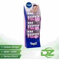 Support de présentation au sol pliable, personnalisable, étanche, certifié ISO, pour cosmétiques en spray, crème solaire, laque pour cheveux, présentoir en PVC