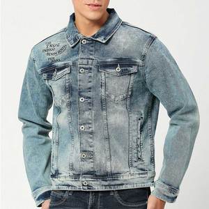 Veste en jean pour homme, coupe décontractée, bleu délavé, col rabattu, manches classiques, fermeture boutonnée, idéale pour le printemps - Product Image 3