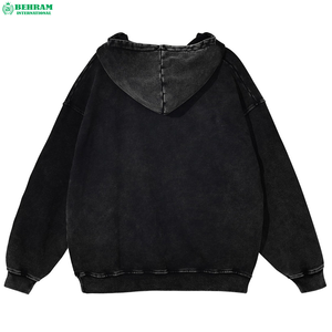 Sweat à capuche zippé pour homme, style streetwear vintage, délavé effet soleil, 100% coton molletonné/éponge française, séchage rapide, respirant, hiver - Product Image 1