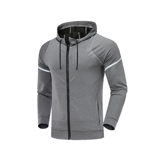 Ensemble de survêtement gris à capuche pour homme, fermeture éclair intégrale, respirant, décontracté, avec poches latérales, coupe classique, pour l'automne - Product Image 3