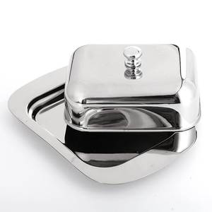 Elegant Design Stainless Steel Butter <b>Box</b> With Circular Shape <b>Party</b> Use Kitchen <b>Food</b> Storage Tray At Amazing Prices - Product Image 4