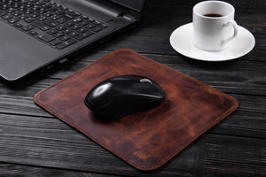 Premium Genuine Leather Mousepad Waterproof Non Slip Laptop Mat Durable Stitched Edge <b>Desk</b> Pad for Home Office LMP-0003 - Product Image 3