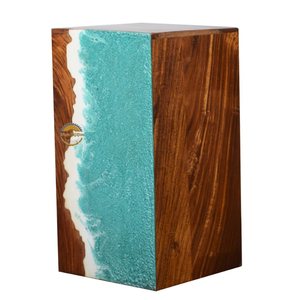 Vase en résine motif vague océanique, urne décorative unique en bois faite à la main, présentoir commémoratif en époxy pour cendres à domicile et au bureau par AYAANS - Product Image 4