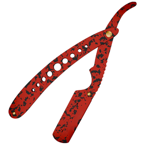 Rasoir droit pliant à lame unique en acier inoxydable résistant à la rouille, camouflage rouge, avec logo personnalisé, pour barbier, fournisseur OEM ODM - Product Image 5