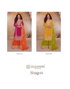 Traje Salwar Shagun de Diseñador Gulkayra, Tela Chinon Auténtica, Bordado y Trabajo a Mano, Ropa Étnica Elegante, Atuendo Festivo para Fiestas - Product Image 5