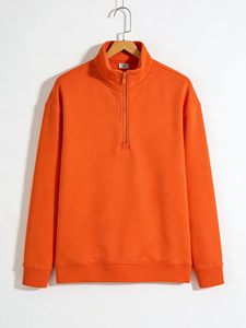 Sudadera con cremallera de cuarto de cuello para hombre, de felpa francesa gruesa, 100% algodón, lisa, estilo urbano, con logotipo personalizado, venta al por mayor - Product Image 1