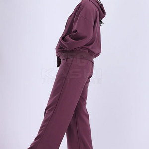 Premium Fabric Matching Outfit Ladies Oversized <b>Tracksuit</b> Drawstring Hoodie Jogger Pants Casual Solid Spring for Everyday - Product Image 6