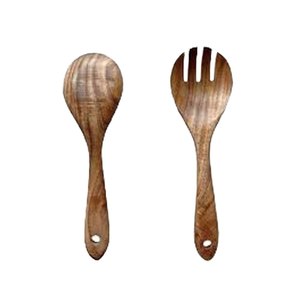 Handmade wooden serving spoon fork salad set reusable eco friendly utensils for food serving and cooking use - Product Image 3
