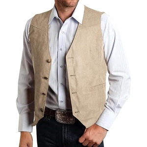 Custom <b>Men's</b> Western Cowboy Fringe Suede Leather Vest Vintage Tassel Biker <b>Waistcoat</b> Snap Button Casual Vest OEM - Product Image 2