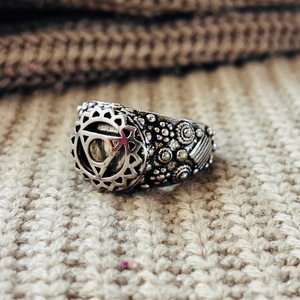 Ethnic Brass <b>Ring</b> Tribal Geometric Finger <b>Ring</b> Women Brass <b>Boho</b> <b>Ring</b> Oxidized Silver Finish - Product Image 4