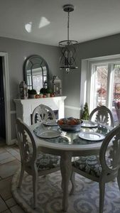 Luxury Handcrafted <b>White</b> Pearl 4 Seater <b>Round</b> Dining <b>Table</b> Set Ornate Carved Chairs Glass Top - Product Image 5