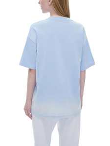 Camiseta Oversize Azul Cielo Unisex con Hombros Caídos, de Algodón Pesado, Ajuste Holgado Casual, Premium Lisa - Product Image 3
