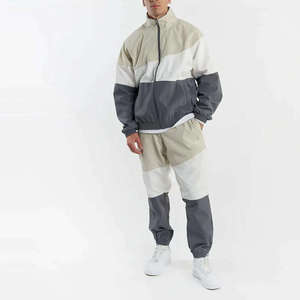 Custom Logo Men Color Block Windbreaker Set 2 Piece Tracksuit Lightweight <b>Waterproof</b> Jacket Pants Jogging Suit Streetwear Outfit - Product Image 1