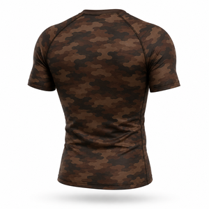 <b>Men's</b> Brown Camo <b>Compression</b> Rash Guard Short Sleeve Athletic Gym <b>Shirt</b> Fitness Training Workout Sports Base Layer Sportswear - Product Image 3