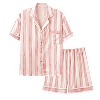 Ensemble de pyjama en coton éponge à imprimé animal pour femmes, manches courtes, taille élastique, vêtements de nuit décontractés, respirant, tenue d'été en deux pièces
