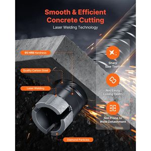 Foret diamanté à sec de 1 pouce de diamètre, profondeur de forage de 9-1/2 pouces, filetage interne 5/8-11, 3 adaptateurs, perceuse pour maçonnerie et béton - Product Image 6