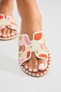Exclusive Design Beaded <b>Slide</b> Sandals Women Adult Flat Summer Fashionable Customized Color Custom Material Modern Pinkweave - Product Image 3