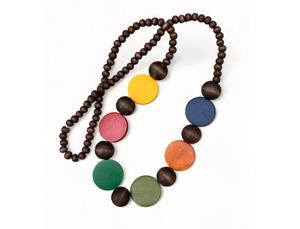 Collar de cuentas de madera con discos coloridos para la oración, estilo budista, joyería unisex - Product Image 5