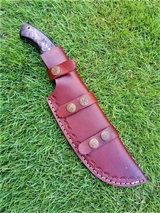 Couteau de camping artisanal personnalisé en acier à haute teneur en carbone avec manche en bois et corne, étui en cuir, personnalisation OBM, clip industriel - Product Image 6