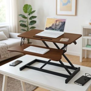 Convertitore per Scrivania Regolabile in Altezza da 32 Pollici, Postazione di Lavoro per Laptop con Doppio Monitor, Vassoio Tastiera Largo, Design Portatile Waln - Product Image 5