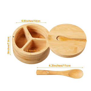 Fast Selling Exclusive Square Durable Wooden Condiment Keeper Includes Handy Bamboo Serving Salt <b>Box</b> Spoon Spice Seasonings - Product Image 5