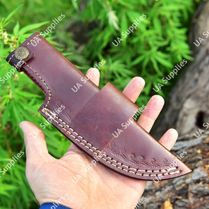 ปลอกมีดหนังแท้เย็บมืออย่างทนทาน พร้อมโลโก้เย็บแบบ Saddle Stitched หนังวัวแท้ สำหรับล่าสัตว์ กิจกรรมกลางแจ้ง ตั้งแคมป์ มีห่วงเข็มขัด รับผลิตแบบ OEM/ODM - Product Image 4