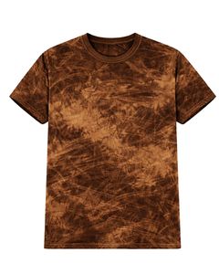 Dark Brown Ice Dye T Shirt Men Round Neck Short Sleeve Cotton Casual Streetwear Vintage Wash Custom OEM Wholesale Tee Supplier - Product Image 1