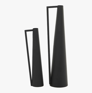 Ensemble de vases pichets en métal noir mat - Contenants modernes à poignée conique pour une décoration minimaliste et des centres de table - Product Image 3