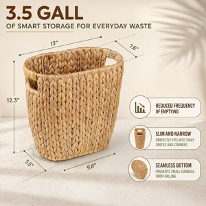 High Quality Rattan Waste <b>Bin</b> Can Be Used As Magazine Basket For Home Office And Library Decoration Wholesale Supply From India - Product Image 4