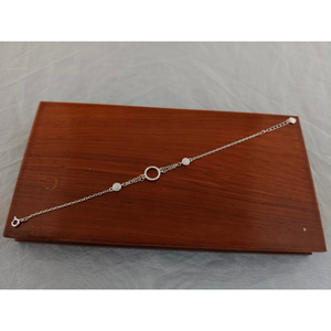 925 Sterling Silver Circle <b>Charm</b> <b>Bangle</b> for Women Minimalist Geometric Link Chain Wedding Party Gift - Product Image 3