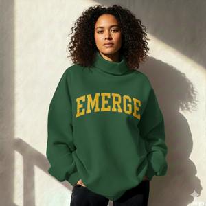 Haut d'hiver pour femme en molleton de polyester et coton tricoté, respirant, écologique, à col montant imprimé sur mesure, manches longues, style streetwear - Product Image 5