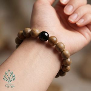 กำไลข้อมือไม้กฤษณาแบบใหม่ รุ่นคลาสสิก AL-SB-0016-12 พร้อมลูกปัดปะการังฟอสซิล 2 เม็ด ลูกปัดไม้กฤษณา 14 เม็ด ขนาด 12 มม. เครื่องประดับสำหรับทุกเพศ - Product Image 2