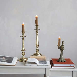 Support de bougie en laiton doré, bougeoir en métal pour bougies cylindriques et coniques, idéal pour la décoration de la maison et des tables de mariage - Product Image 6