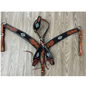 Classic Western Horse Headstall Genuine Leather Bridle Tooled Leather Conchos for Horse Riding <b>Equestrian</b> Sports Custom Sizes - Product Image 3