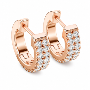 Moissanite Diamond Pave Round Brilliant Cut Women's 14K Rose Gold Plated Luxury Everyday Wear <b>Earrings</b> - Product Image 1