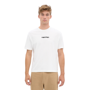 T-shirt pour homme à col rond et manches courtes, avec logo central sur la poitrine, coupe classique, dos uni, en jersey, étiquette personnalisée, fournisseur de vêtements en gros - Product Image 1